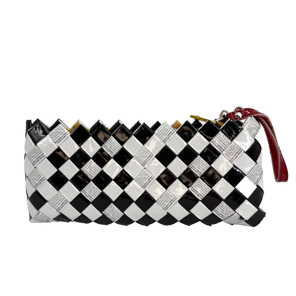 Nahui Olin Eco Friendly Woven Wristlet Clutch Recycled Magazine Paper Handbag